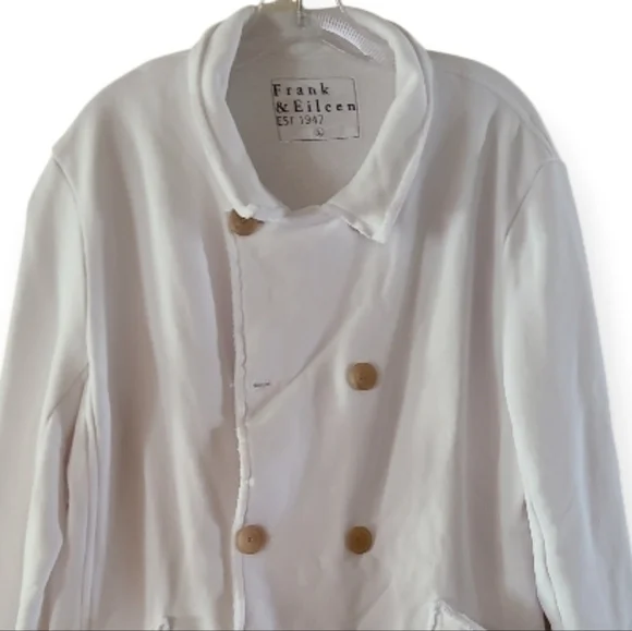 Frank & Eileen Belfast Triple Fleece Sweatshirt Peacoat White Jacket - Picture 4 of 17